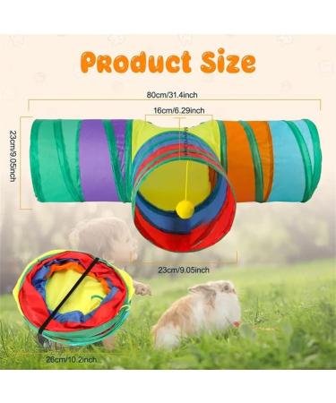Rabbit Bunny Cats Tunnels with doll ball Folding three-way tube Rabbit guinea pig hideout small animal activity toy kitten tunnel tube - Buy Online on GoSupps.com