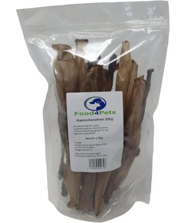 Food4Pets Rabbit Ears Dog Treats 200g - Chewable Dog Treats in Resealable Bag | Natural & Healthy Pet Snacks for Dogs - Fast International Shipping - Buy Online on GoSupps.com