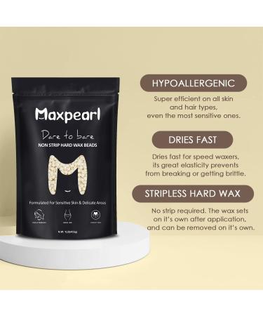 Maxpearl 1LB Hypoallergenic Hard Wax Beads for Facial Hair Removal - Sensitive Skin Formula - Ideal for Eyebrows, Upper Lip, Chin, Sideburns, Neck & More - Buy Online on GoSupps.com