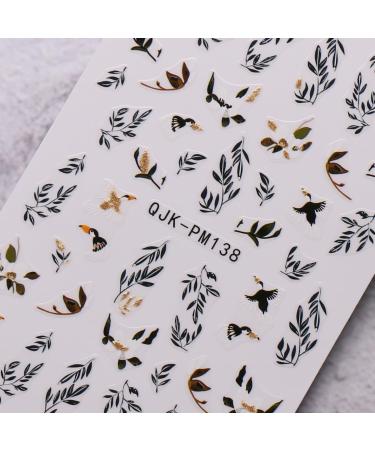 JMEOWIO 10 Sheets Glitter Spring Flower Nail Art Stickers Decals Self-Adhesive Colorful Summer Floral Nail Supplies Nail Art Design Decoration Accessories - Buy Online on GoSupps.com