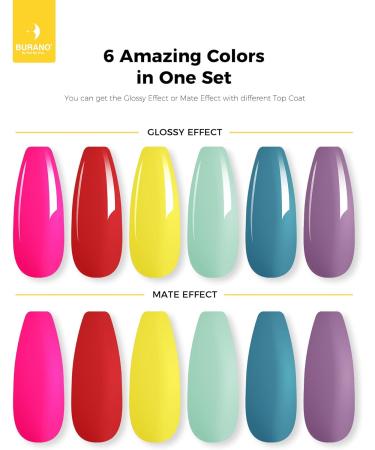 Burano Poly Extension Gel Nail Kit - 6 Neon Colors for DIY Nail Art - Beginner to Professional Poly Nails Builder Gel Set - Nail Art Gift - Buy Online on GoSupps.com