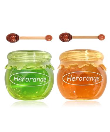 Pakivs 2Pcs Moisturizing Lip Oil With Spoon Honey Lip Balm Shiny Moisturizing Moisturizing Lip Mask & Dry Prevention Daily Lip Care