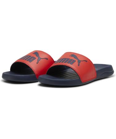 PUMA Unisex Popcat 20 Slide Sandals - 39 EU | Active Red & Club Navy | International Shipping Available - Buy Online on GoSupps.com