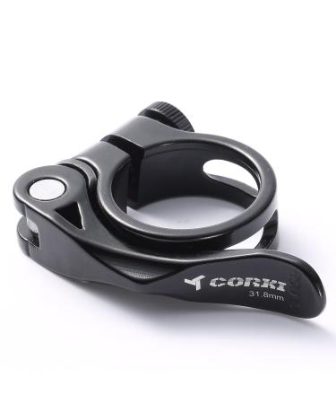 Corki Quick Release Bicycle Seatpost Clamp Sandblasting Anodised Aluminum Alloy 31.8MM Black KC89 Black 31.8mm