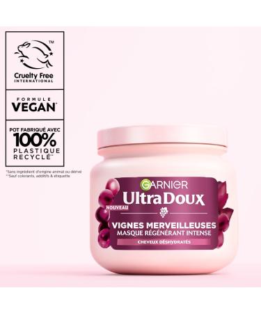 Garnier Ultra Doux Vignes Merveilleuses pour Cheveux D shydrat s - Masque Cheveux Hydratant R g n rant Intense - l'huile de p pin de raisin - 340 ml - Homme & Femme - Buy Online on GoSupps.com
