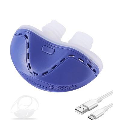Anti Snoring Devices, Electric Snoring Solution for Men Women, Adjustable Wind Speed Double Eddy Current Stop Snoring Sleep Aid Device Nasal Dilator Nose Vents Plugs (Gift Fixing Strap) Blue