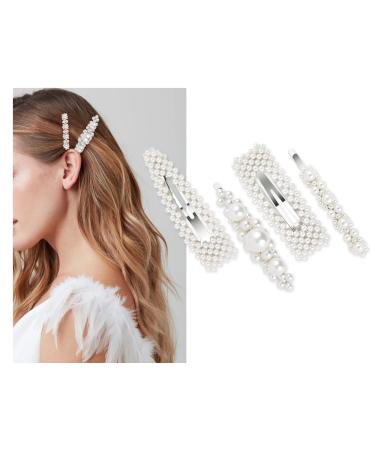 DS. DISTINCTIVE STYLE Artificial Pearls Hair Clips 4 Pieces Bridal Hair Barrettes Decorative Hair Pins