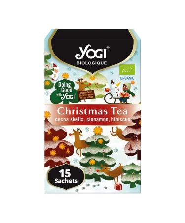 Yogi Organic Christmas Tea, 100% Organic Infusion with Cocoa Bark, Cinnamon and Hibiscus, 15 unstamped teabags, 1 Box