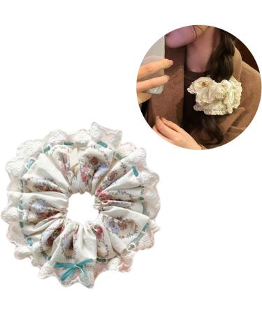 amangul Large Scrunchies Lace Trim Vintage Floral Hair Scrunchy 90s Women Girls Thick Hair Accessory Hair Tie Ponytail Holder(12 Beige Velvet Hair) - Buy Online on GoSupps.com