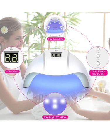 SoulQ UV LED Nail Curing Lamp 36W Nail Dryers for Gel and Regular Polish Smart Sensing Professional Gel Nail Light with LCD Display 3 Timer Setting for Salon and Home Use-USB Port (White) - Buy Online on GoSupps.com