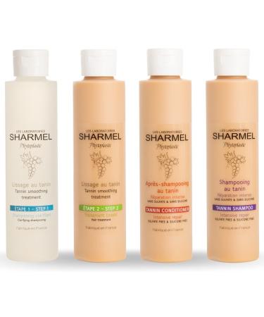 Tannin Straightening Kit - Sharmel - Made in France - Enriched with grape extract Polyphenol (Straightening Kit + Shampoo & Conditioner 4x150mL) Juego de 4 piezas - Buy Online on GoSupps.com