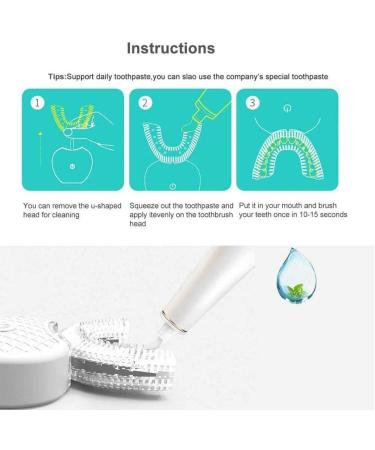 Ultrasonic Tooth Cleaner Electric Tooth Brush Automatic Clean Oral 360 U-Shape Mouth Cleaner Teeth Whitening Sonic Toothbrush 4 Optional Modes IPX7 Waterproof Toothbrush Heads White - Buy Online on GoSupps.com