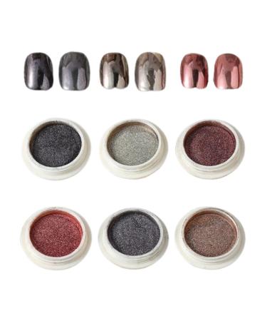 Kit de poudre ongles chrom poudre de ongles chrom e - 6 couleurs Miroir Effet Fingernail Chrome Nail Pigment Powder Shimmer pour petite amie femme amie s ur fille 04 D
