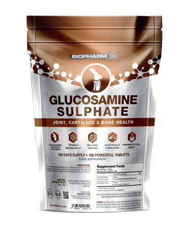 1500mg Glucosamine Sulphate 2KCL + Vitamin C (180 Tablets - 1 Per Day / 6 Month Supply)
