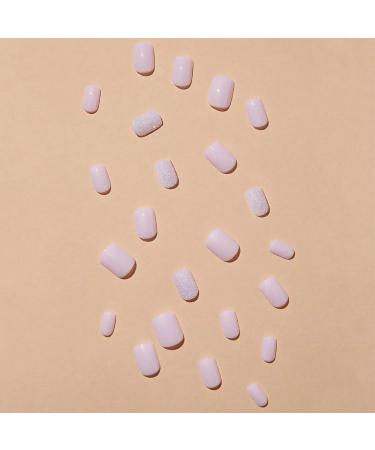 Vanpiece French False Nails Short Nude Pink Full Cover Fake Nails Artificial Square Press on Nails French Tip Short Square Acrylic Fake Nails with Glitter Design for Women and Girls Nail Art 02# - Buy Online on GoSupps.com