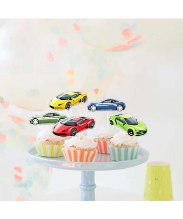 Kids' 18-Piece Racing Themed Happy Birthday Cupcake Toppers Set - This is a cool race car driver birthday party baby shower party or racing themed party decoration for boys and girls - SugarGera - Buy Online on GoSupps.com