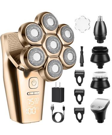 Electric Head Shavers for Bald Men - Upgraded 7D Electric Razor for Men Rechargeable Rotary Shaver for Bald Head - LED Display IPX7 100% Waterproof Bald Head Shavers for Men - 5-in-1