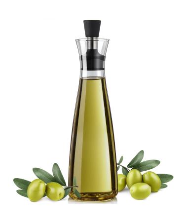 Glass Olive Oil Dispenser, Bivvclaz 18 Ounce Oil and Vinegar Dispenser with Drip-free Spout, Olive Oil Cruet Bottle with Airtight Silicone Cap for Home Kitchen Decor, Easy to Clean, Black Transparent 18 Ounce Black Transpa