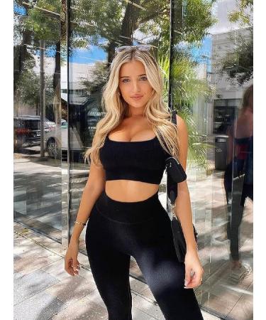 OQQ Women's 4 Piece Ribbed Exercise Active Set - Black Medium - Buy Online on GoSupps.com