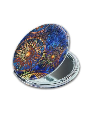 Lizimandu Metal Compact Mirror - 3X Magnifying Makeup Mirror - Blue Flower Design - Ideal for Travel and Purses - Buy Online on GoSupps.com