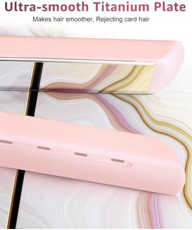7MAGIC Nano Titanium Flat Iron Hair Straightener - 1 Inch Dual Voltage 5 Temp Settings Fast Heating for All Hair Types - Perfect Travel Companion in Pink - Buy Online on GoSupps.com