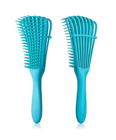 Beature Detangling Brush 2Pcs - Detangler Brush for Curly Hair, Black Natural Hair - Curly Hair Brush 3a to 4c, Great for Thick Wet Hair of Women and Kids 2 Blue