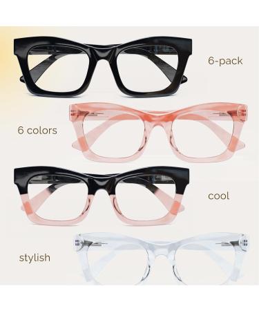 CCVOO 6 Pack Oprah Style Reading Glasses - Blue Light Blocking Square Readers for Women & Men (A1 Mix 0.75) | International Shipping - Buy Online on GoSupps.com