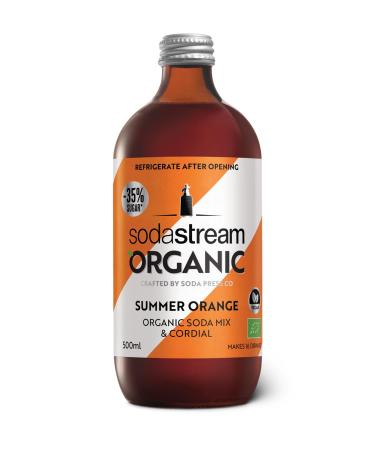 SodaStream Flavours Organic Orange Drink Mix Fizzy Drink Maker Concentrate Aspartame Free SodaStream Syrup Vegan Orangeade Sparkling Water Flavouring Low Sugar Fizzy Orange - 1x 500ml Bottle Summer Orange