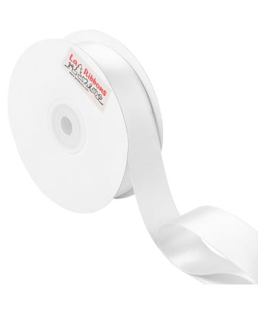 LaRibbons 1 Inch Wide Double Face Satin Ribbon - 25 Yard (029-White) 029-White 1 inch x 25 Yards