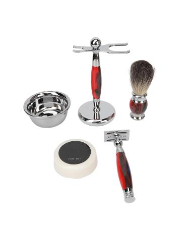 Men's Razor Tool Set - Beard & Mustache Care | 5-Piece Alloy Shaving Stand Holder Hairbrush & Soap Shells for Grooming - Buy Online on GoSupps.com