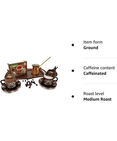 Turkish medium roast Coffee Gift Set for Two with Ground Coffee Perfect Starter Kit Ottoman Style Arabic Kahwa Pot (Copper) - Buy Online on GoSupps.com