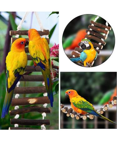 Vegan Bird Wood Ladder Toy with Landing Site - Ideal Bird Cage Accessories for Budgerigar Parrots Cockatiels & More - Buy Online on GoSupps.com