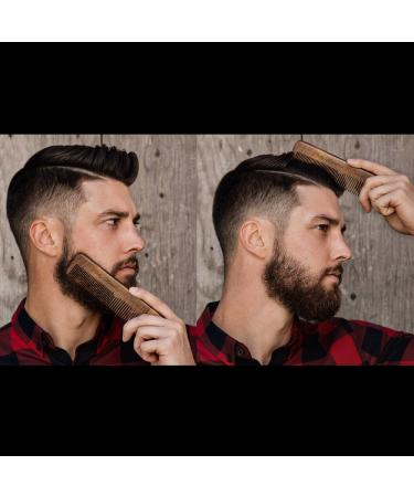 Wooden Anti-Static Hair Comb with Fine and Medium Teeth - Perfect for Head, Beard, and Mustache - Includes Premium Carrying Pouch - Gift Box Included - Buy Online on GoSupps.com