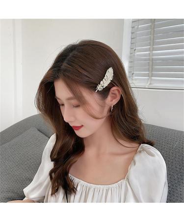 Crystal Hair Clips Feather Snap Hair Clips Barrettes Hair Pin Vintage Hair Clips Party Hair Pins Ponytail Holder Clip for Women Girls Ladies Hair Style Accessories Gold Tone - Buy Online on GoSupps.com