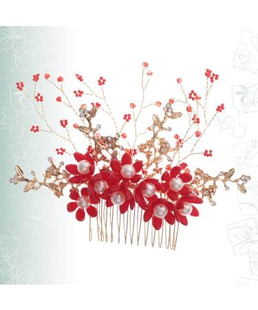 Beavorty Flower Hair Combs Wedding Side Comb Bridal Side Combs Wedding Hair Clip Pearl Comb Clip Crystal Headpiece Handmade Comb Crystal Hair Comb Floral Bridal Clip Manual Headgear Bride - Buy Online on GoSupps.com