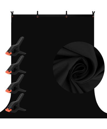 10 x 7 FT Black Backdrop Background for Photography, High Density Polyester Fabric Pure Black Photo Backdrop Curtain Screen Collapsible Seamless for Photoshoot Portraits Party Video Studio Film 7 X 10 FT Black