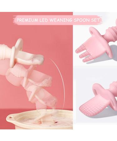 Baby Silicone Self-Feeding Fork and Spoon Set - Gum-Friendly First Stage Utensils for Baby Led Weaning (6 Months+) - Pink - Buy Online on GoSupps.com