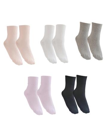 GLEAVI 5 Pairs Diabetic Care Socks Maternity Socks Extra Wide Socks for Swollen Feet Women Socks Elastic Nursing Socks Non-Binding Socks Crew Socks stack socks man sports Combed cotton