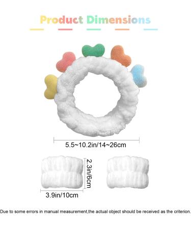 3 Pieces Love Heart Headband and Wrist Straps Set for Washing Face Spa Soft Elastic Facial Care Hairband Cute Headband Wristbands for Women Girls Shower Sports Makeup Bath - Buy Online on GoSupps.com