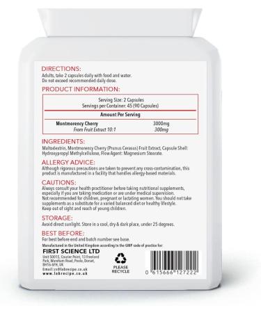 Montmorency Cherry Capsules 1500mg for Sleep Urinary & Relaxation Support 90 Counts 45 Days Supply Vegan Non-GMO Lab Tested UK GMP Certified - Buy Online on GoSupps.com
