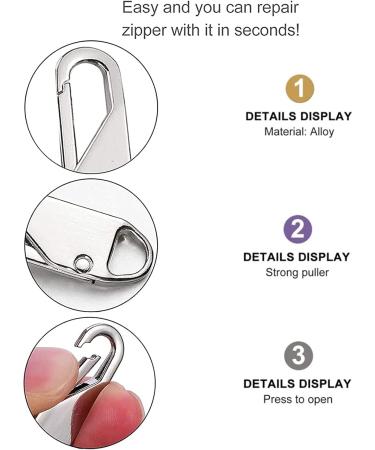 Qazuwa 20 Pack Metal Zipper Pull Tabs Black & Silver Zip Pull Tags for Luggage Bags Jackets & More | International Shipping Available - Buy Online on GoSupps.com
