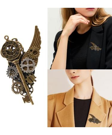 Limtula 2in1 Medieval Lapel Pin/Hair Clip for Girl Adult Hair Costume Decors Steampunk Wing Gear Key Shape Lapel Pin Hair Pin Gold - Buy Online on GoSupps.com