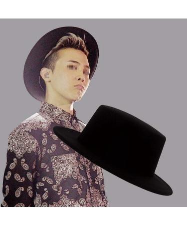 Classic Black Flat Top Fedora Hat for Unisex - Brim Church Derby Cap - Buy Online on GoSupps.com