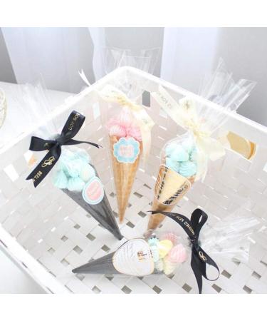 200 Pieces Plastic Triangle Bags with Twist Ties BetterJonny 7.1 * 14.6inch Clear Cone Bag Cello Cellophane Bags Transparent Party Treat Sweets Bags for Wedding Candy Flowers Snacks Cookies 18*37cm - Buy Online on GoSupps.com