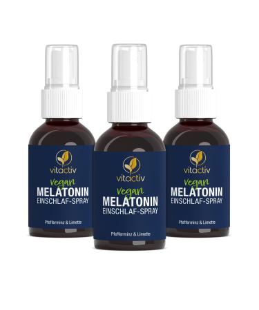 VITACTIV Melatonin Sleep Spray - Peppermint & Lime - 1155 Day Supply High Dose - Melatonin Spray plus Passionflower Extract Vitamins B1 and B6 - Sugar Free & Vegan - 150ml Instant Spray 150.00 ml (Pack of 3)