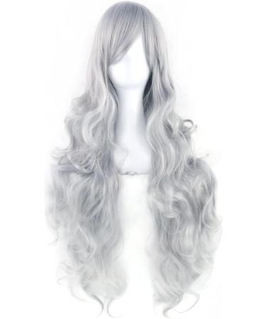 ColorfulPanda Long Silver Curly Wig - Anime Cosplay Costume Party Synthetic Hair for Women - Buy Online on GoSupps.com