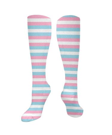 Trans pride stripes compression socks for women and men circulation 15-20 mmHg is the best support for sporty running cycling