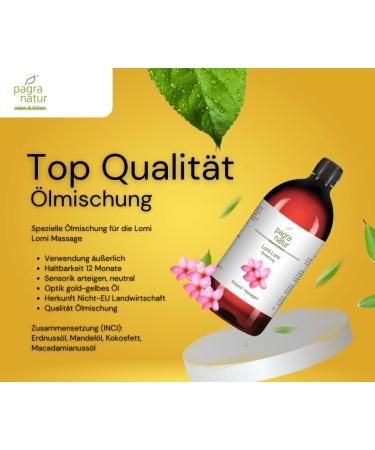 Pagra Natur Lomi Lomi Massag l 1L - Premium Hawaiian Massage Oil for Relaxation & Wellness - International Shipping Available - Buy Online on GoSupps.com