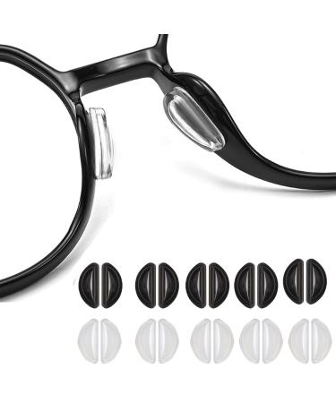 10 pairs of glasses nose pads soft nose pad anti-slip silicone glasses nose pads self-adhesive nose pads comfort glasses accessories for glasses and sunglasses (black white)