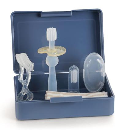 Haakaa Training Toothbrush Set - Soft Silicone Oral Care Kit for Baby, Infants, Toddlers & Kids - Blue - Buy Online on GoSupps.com